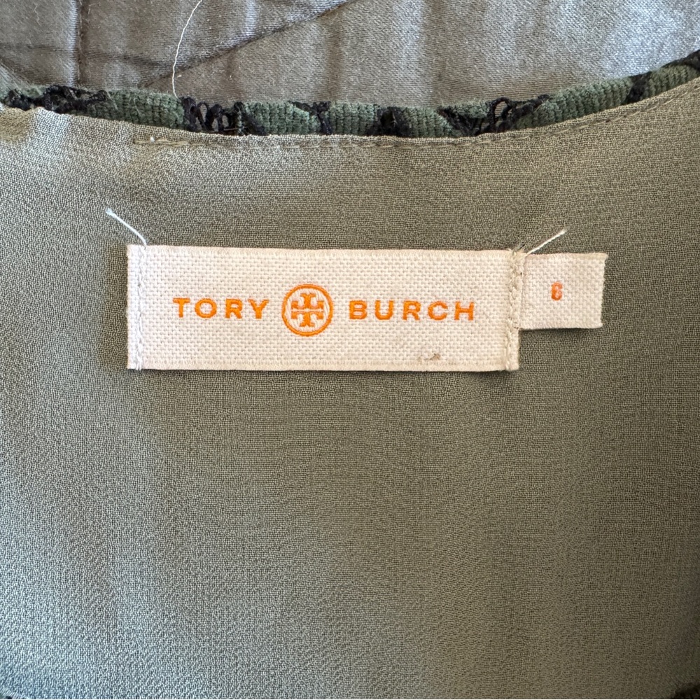Tory Burch Elegant Olive Green Lace Sheath Dress Size 8 - Picture 4 of 9